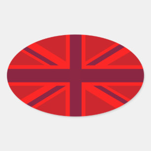 Sticker Ovale Design Union Jack à accent rouge