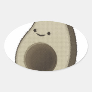 Sticker Ovale Dessin Avocado de style vintage
