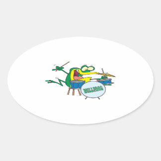 Sticker Ovale dessin humoristique humoristique de batteur de gre