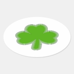 Sticker Ovale Dessin Shamrock de Saint Patrick