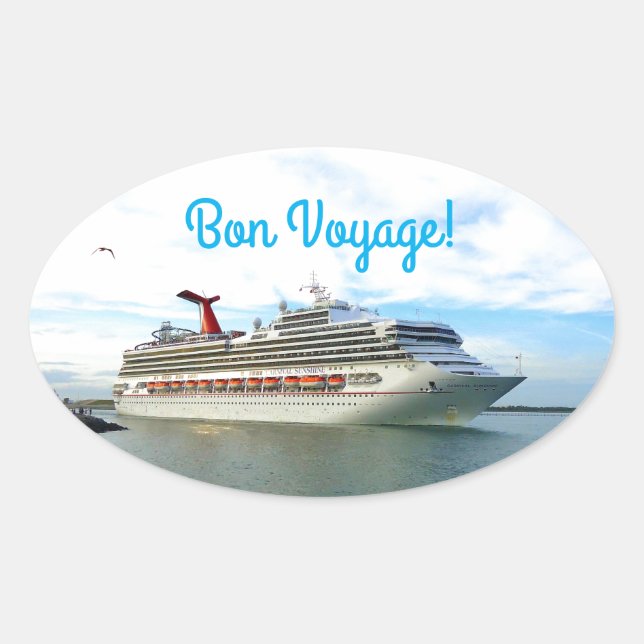 Sticker Ovale Destination Sunshine Bon Voyage (Devant)
