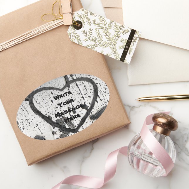 Sticker Ovale Détacher Un Aspen Tree Bark Photo Personnalisée (Cadeaux)