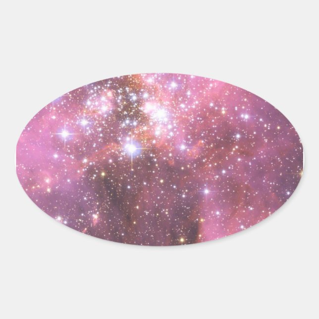 Sticker Ovale Détail du NGC 346 en rose (Devant)