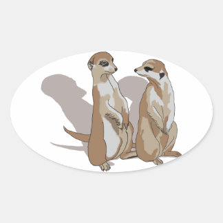 Sticker Ovale deux génies avec des ombres