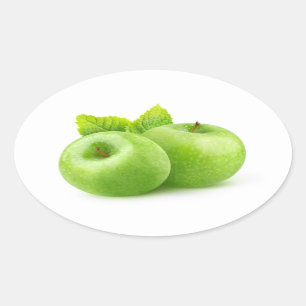 Sticker Ovale Deux pommes vertes