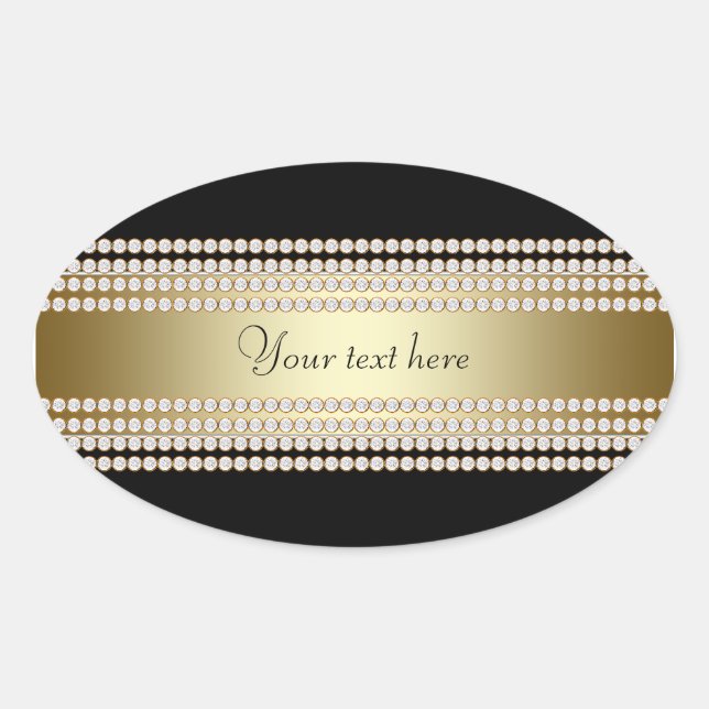 Sticker Ovale Diamant d'or noir (Devant)