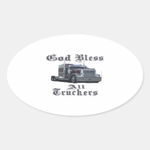 Sticker Ovale Dieu bénisse tous les camions
