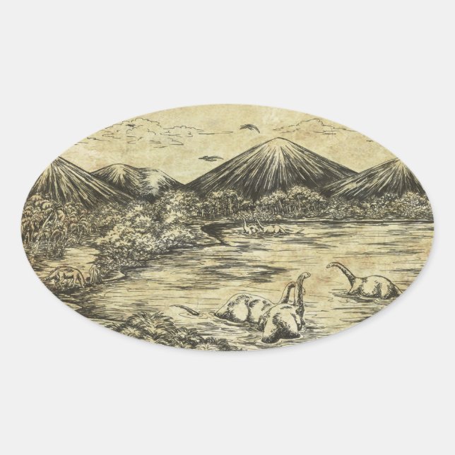 Sticker Ovale Dinosaures (Devant)