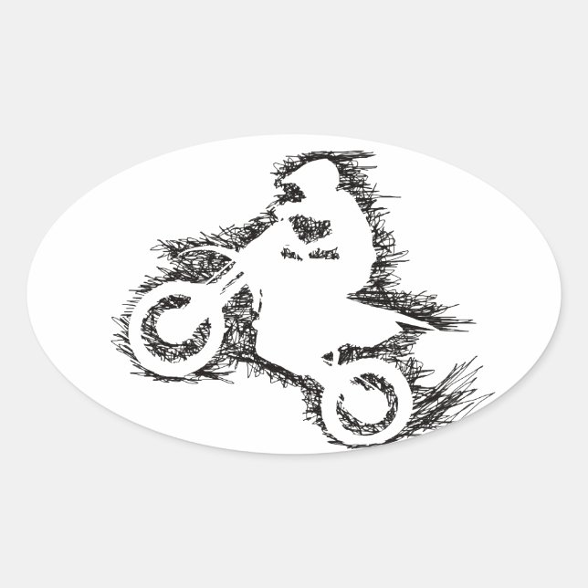 Sticker Ovale DIRT BIKE (noir gribouillant) (Devant)