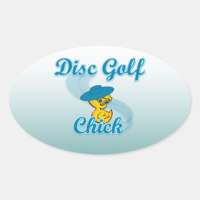 Sticker Ovale Disc Golf Chick #3 (Devant)