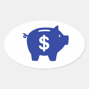Sticker Ovale Dollar de banque de piggy