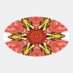 Sticker Ovale Doodle Floral Art Imprimer