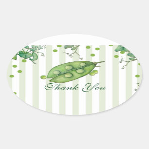 Sticker Ovale Douce Petite Fleur Verte Baby Shower à pois