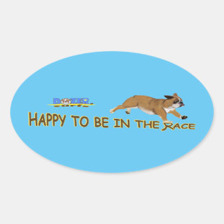 Sticker Ovale Dozer est heureux d'être dans la course!