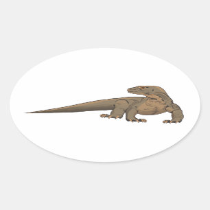 Sticker Ovale Dragon de Komodo/lézard de moniteur réalistes