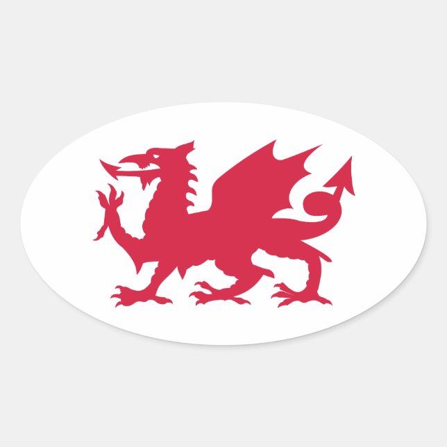 Sticker Ovale Dragon gallois rouge (Devant)