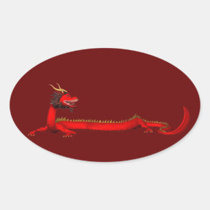 Sticker Ovale Dragon rouge