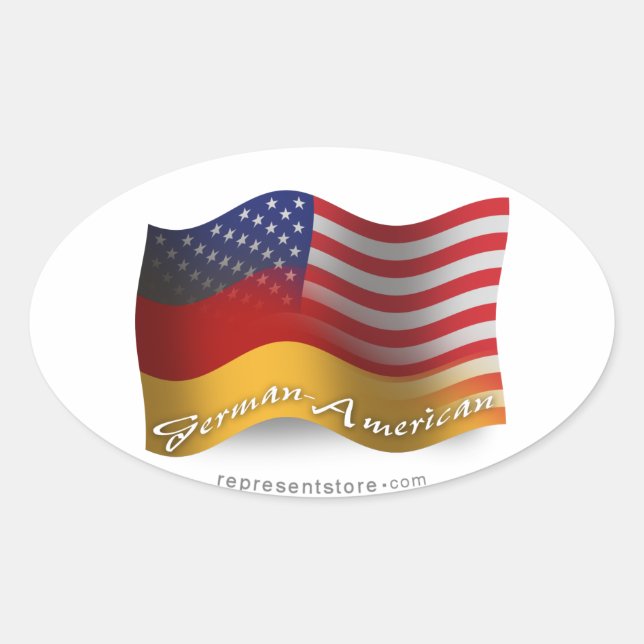 Sticker Ovale Drapeau allemand-américain (Devant)