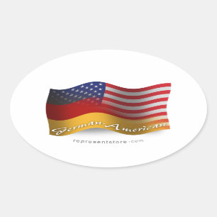 Sticker Ovale Drapeau allemand-américain