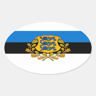 Sticker Ovale Drapeau/armoiries de l'Estonie