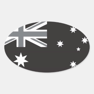 Sticker Ovale Drapeau australien noir et blanc