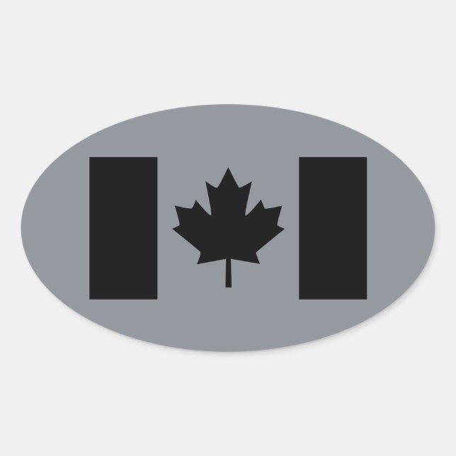 Sticker Ovale Drapeau canadien en noir (Devant)