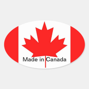 Sticker Ovale Drapeau canadien, fabriqué au Canada
