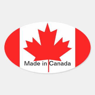 Sticker Ovale Drapeau canadien, fabriqué au Canada