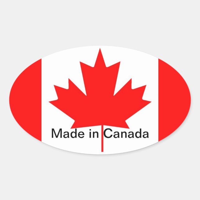 Sticker Ovale Drapeau canadien, fabriqué au Canada (Devant)