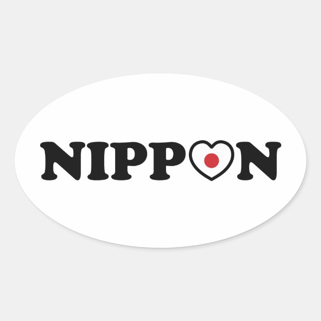 Sticker Ovale Drapeau Coeur d'amour Nippon (Devant)