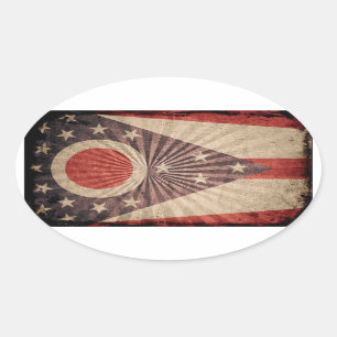 Sticker Ovale Drapeau cool Grunge Ohio