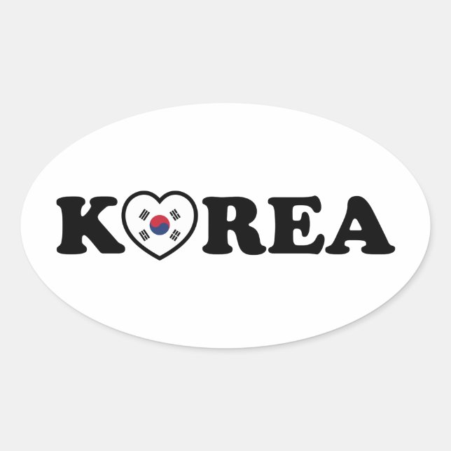 Sticker Ovale Drapeau coréen Love Heart (Devant)