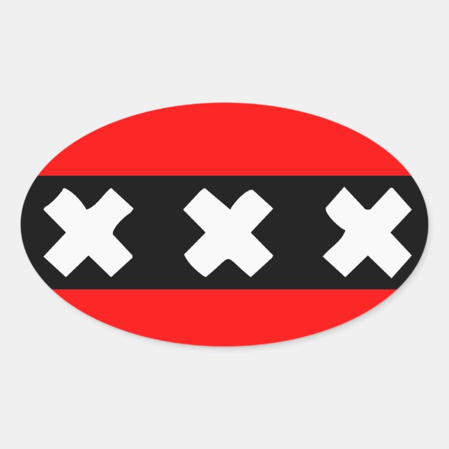 Sticker Ovale Drapeau d'Amsterdam (Devant)