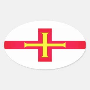 Sticker Ovale Drapeau de Bailiwick de Guernesey, (Royaume-Uni)