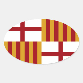 Sticker Ovale Drapeau de Barcelone (Espagne)