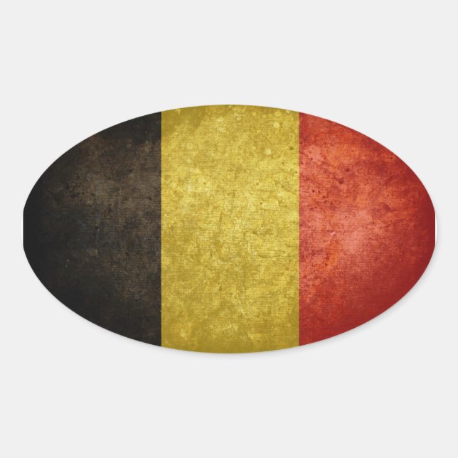 Sticker Ovale Drapeau de Belgique (Devant)
