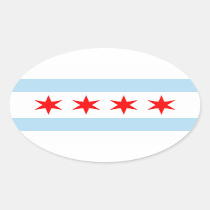 Sticker Ovale Drapeau de Chicago, Illinois