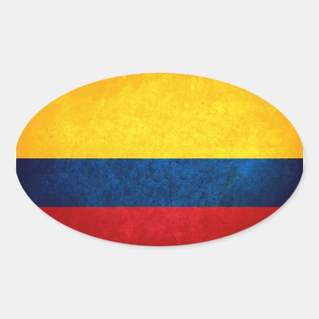 Sticker Ovale Drapeau de la Colombie (Devant)