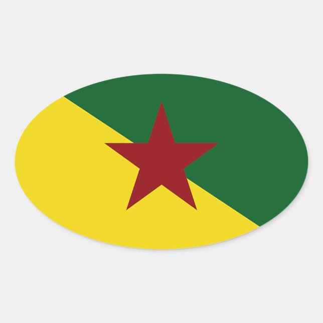 Sticker Ovale Drapeau de la Guyane (Devant)