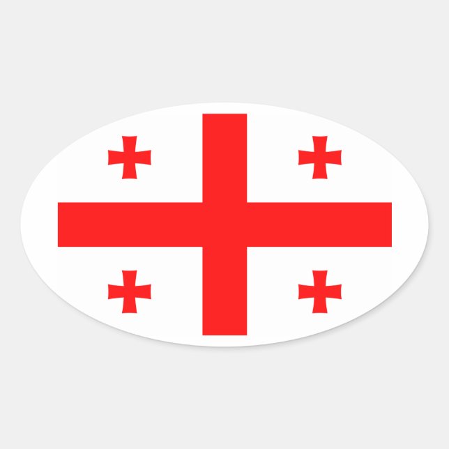 Sticker Ovale Drapeau de la République de Géorgie (Devant)