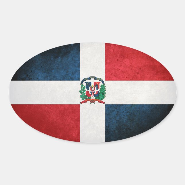 Sticker Ovale Drapeau de la République dominicaine (Devant)