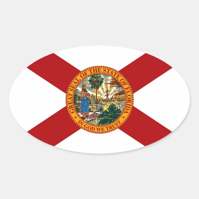 Sticker Ovale Drapeau de l'État de Floride (Devant)
