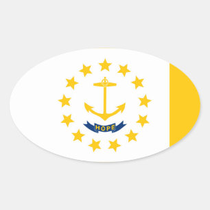 Sticker Ovale Drapeau de l'État de Rhode Island