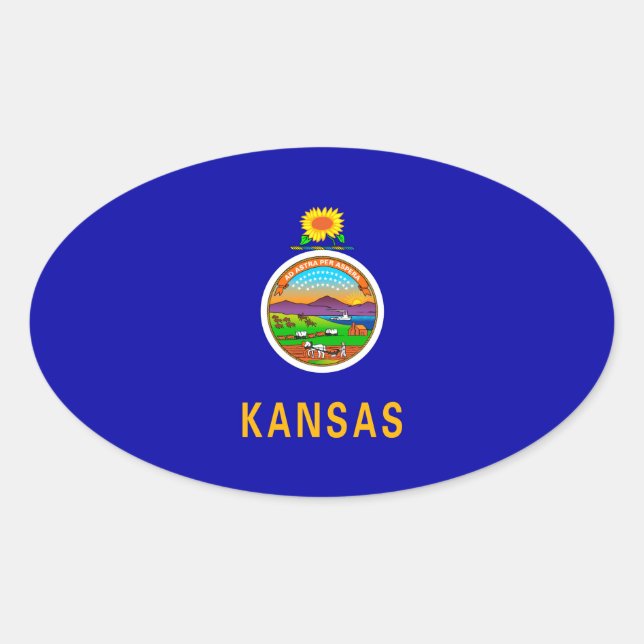 Sticker Ovale Drapeau de l'État du Kansas (Devant)