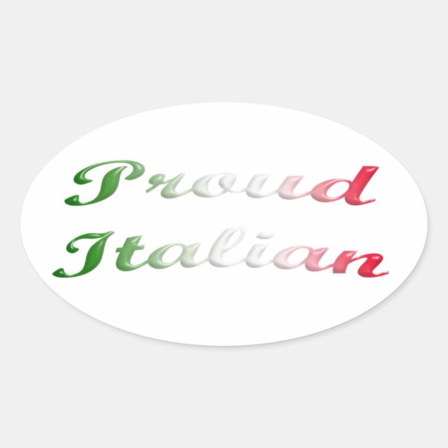 Sticker Ovale Drapeau de l'Italie. Fier italien. (Devant)