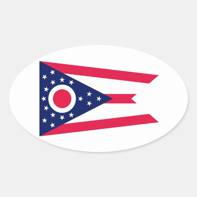 Sticker Ovale Drapeau de l'Ohio (Devant)