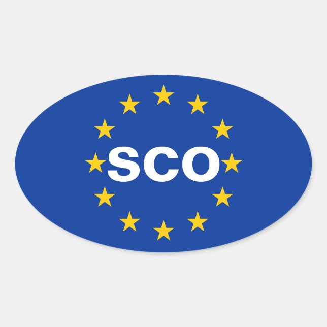 Sticker Ovale Drapeau de l'UE "OCS" de QUATRE Ecosse (Devant)