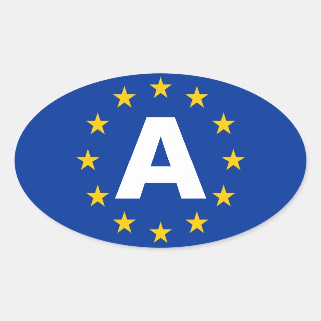 Sticker Ovale Drapeau de l'Union européenne "A" (Devant)