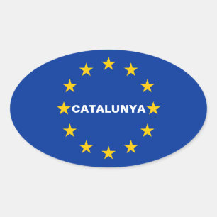 Sticker Ovale Drapeau de l'Union européenne "Catalogne"