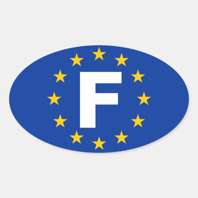 Sticker Ovale Drapeau de l'Union européenne "F" (Devant)